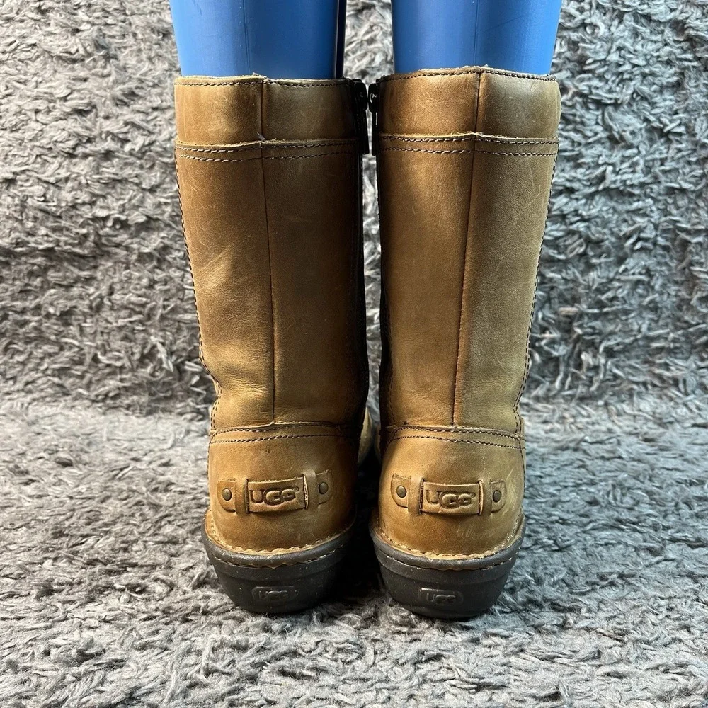 UGG Australia 1006083 Kaleen Leather Boots Sheepskin Chestnut Size 5